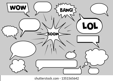Сomic speech bubbles and elements set. Vector Illustration and graphic elements