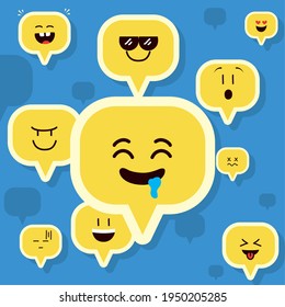 burbujas de habla con diseño de emojis