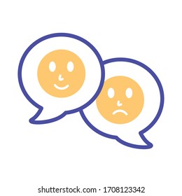 speech bubbles with emojis mental health line style vector illustration design