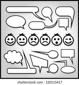 Speech bubbles with emoticons.
