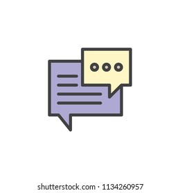 Speech bubbles filled outline icon, line vector sign, linear colorful pictogram isolated on white. Chat symbol, logo illustration. Pixel perfect vector graphics
