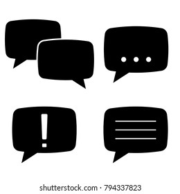 Speech bubbles. Flat black icons set. Vector illustration isolated on white background