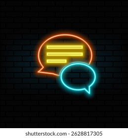Speech bubbles flat vector icon. Chat symbol. neon style. talking text message bubble round sphere speech balloon decoration sign symbol icon set collection.