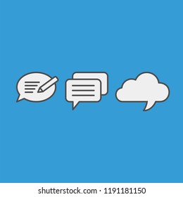 Speech bubbles flat vector icons set. Chat bubbles flat vector icons set