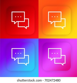 Speech bubbles four color gradient app icon set