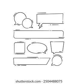 Speech bubbles and frames set. Vector doodle. Sketch style drawing. Vector illustration.