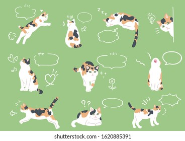 Speech bubbles with fun calico cats