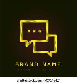 Speech bubbles golden metallic logo