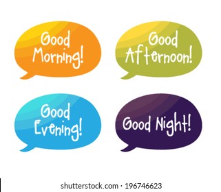 Speech Bubbles Good Morning Good Afternoon Stock Vector Royalty Free