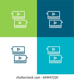 Speech bubbles green and blue material color minimal icon or logo design