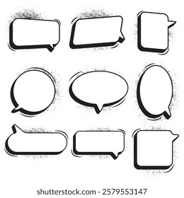 Speech bubbles with halftone dots. Vector