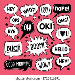 Speech Bubbles Hand Drawn Coloring Vector