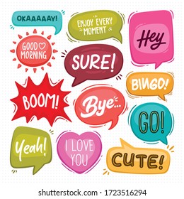 Speech Bubbles Hand Drawn Coloring Vector