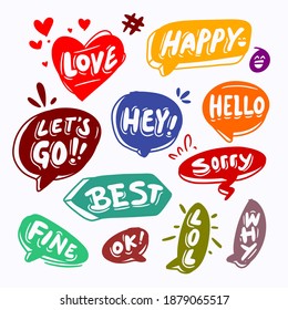 Speech bubbles hand drawn coloring