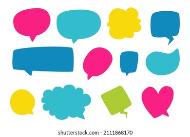 Speech Bubbles. Hand Drawn Coloring Vector. Chat cloud online used for sticker, flyer, poster information. Talking cloud icons