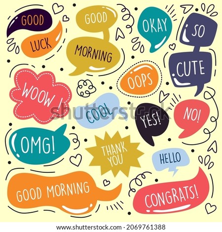 Speech bubbles hand drawn coloring