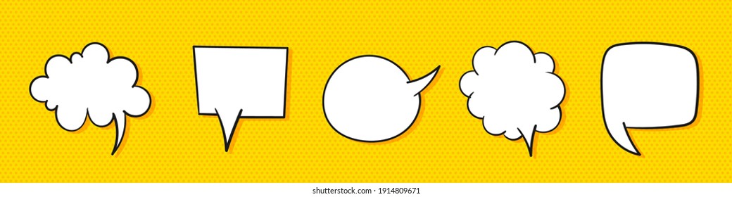 Speech bubbles. Hand drawn Icons. Collection of empty speech bubbles. Trendy style. Retro empty comic bubble. Vector illustration