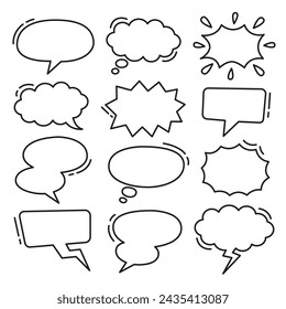  Speech bubbles hand drawn set collection