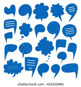 Speech bubbles hand drawn set. Design elements. Icons set isolated on white background