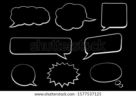 Speech bubbles. Hand drawn sketch on black background. Vector illustration