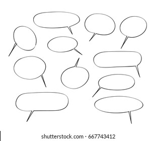 speech bubbles hand drawn vector set cute illustration