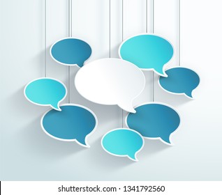 Speech Bubbles Hanging On Strings Colorful 3d Vector