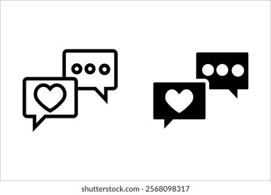 speech bubbles with heart icon over white background, line style, vector illustration