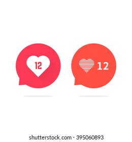 speech bubbles with hearts like counter notification. concept of ui, ok, blog post, dialog, conversation, chat. flat style trend modern logotype graphic design vector illustration on white background