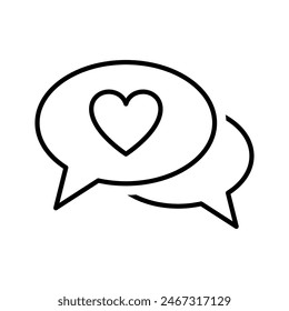 Burbujas de habla con corazones. Conversación de Messenger. Concepto de mensaje de amor. Ilustración vectorial