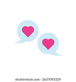 Speech bubbles with hearts symbolizing romantic conversation. Great for messaging apps, love letters, or social media graphics.