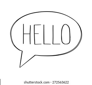 Speech bubbles with "hello" word, hand drawn vector