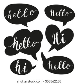 Speech bubbles with Hello word. Hand drawn vector