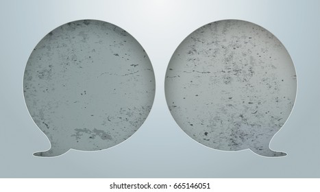 Speech bubbles hole on the concrete background. Eps 10 vector file.