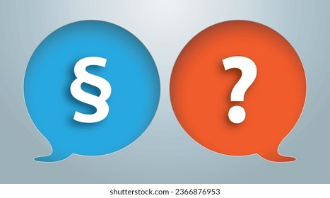 Speech bubbles holes with a paragraph and a question mark on the blue and orange background. Eps 10 vector file.