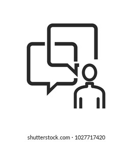 Speech bubbles with human icon isolated on white background. Thinking symbol modern, simple, vector, icon for website design, mobile app, ui. Vector Illustration