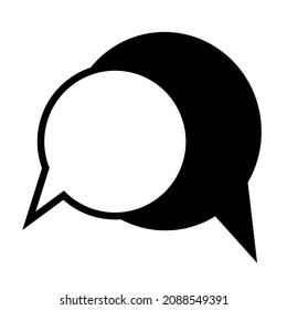 Speech bubbles icon. Black and white. Dialogue emblem. App element. Communicate button. Vector illustration. Stock image.