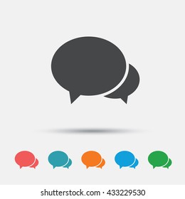 Speech bubbles icon. Chat or blogging sign. Communication symbol. Graphic element on white background. Colour clean flat chat icons. Vector