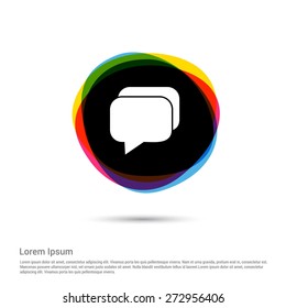 Speech bubbles icon Chat Icon, White pictogram icon creative circle Multicolor background. Vector illustration. Flat icon design style