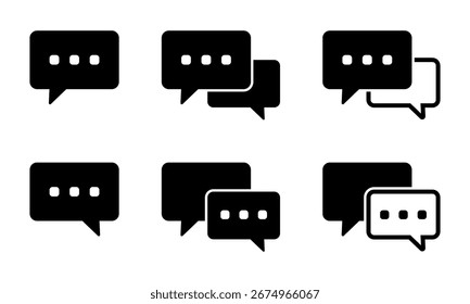 Speech bubbles icon collection. Chat and talk line icons set.