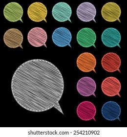 Speech Bubbles Icon: colorful vector on chalkboard black background vector