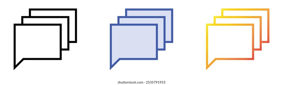 Sprechblasen-Symbol. Lineares, blaues Füllungs- und Farbverlauf-Design einzeln auf weißem Hintergrund