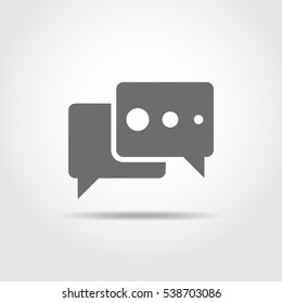 Speech bubbles icon on a light background. Vector illustration. Gray chat bubble sign isolated.
