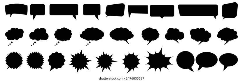 Speech bubbles icon set. Cloud, Talk or chat message balloon and communication elements collection.