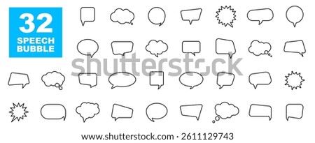 Speech bubbles icon set. Dialog balloon icons. Bubbles different shapes. Chatting box, message comments. Editable stroke. Vector illustration.