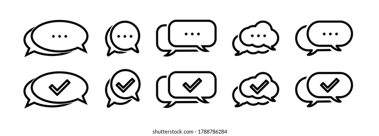 Speech bubbles icon set. Dialogue. Approved. 