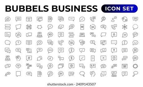 Speech bubbles icon set.Bubbles Business icon.Outline icon collection.
