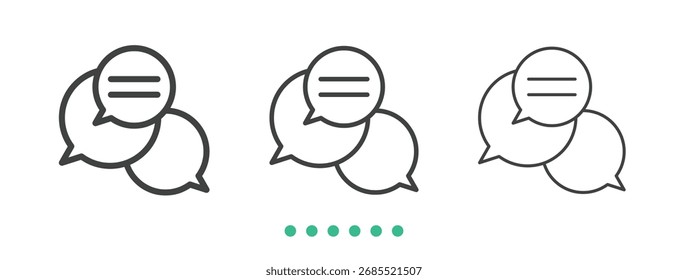 Icono de burbujas de discurso. Vector de icono de línea delgada
