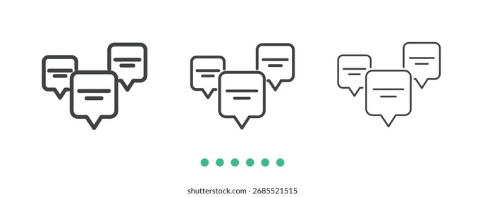 Icono de burbujas de discurso. Vector de icono de línea delgada