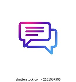 Speech bubbles icon vector with gradient purple effect.