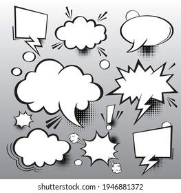 Speech bubbles Icon, Vector illustration.Comic blank text speech bubbles in pop art style, vector illustration